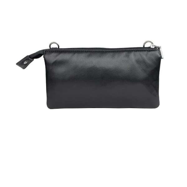 Klassisk sort clutch i lammeskind-unika taske fra Cosystyle