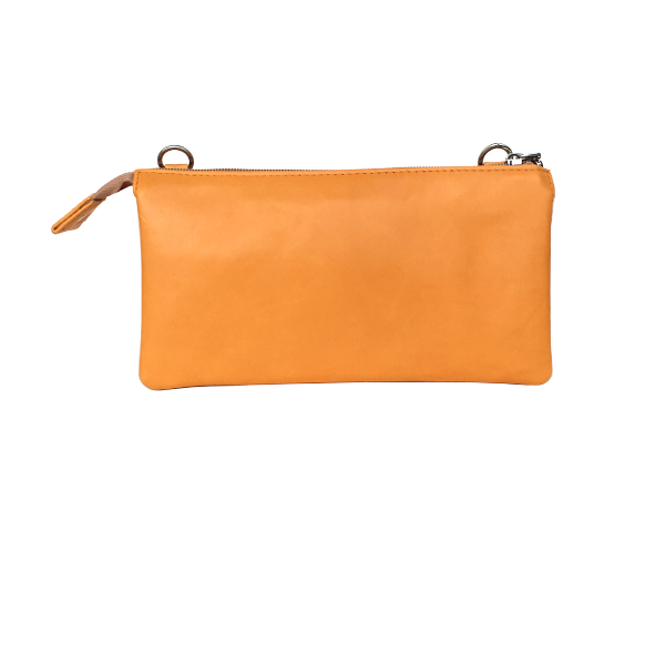 Orange crossover clutch i blødt lammeskind - Skindtaske til hverdag og fest - Unika tasker fra Cosystyle