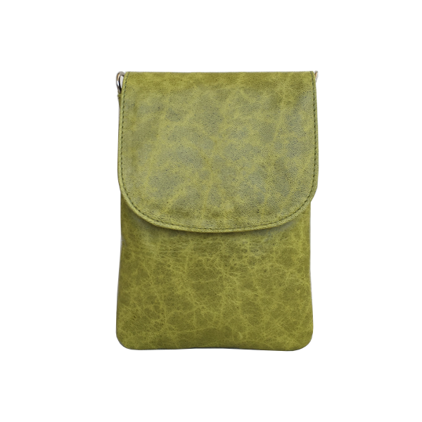 Smuk grøn mobiltaske i lækkert lammeskind - Crossover unika taske - Cosystyle