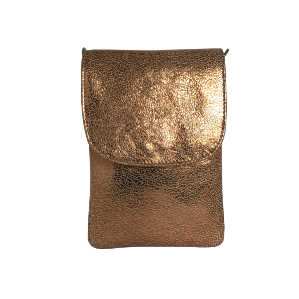 Funktionel mobiltaske i guldfarvet ammeskind - Unikke tasker fra Cosystyle