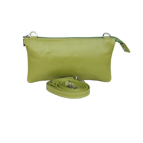 Grøn Crossover clutch i lækkert slammeskind - Unika taske fra Cosystyle