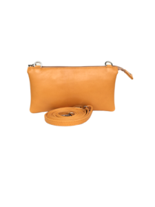 Orange crossover clutch i blødt lammeskind - Skindtaske til hverdag og fest - Unika tasker fra Cosystyle