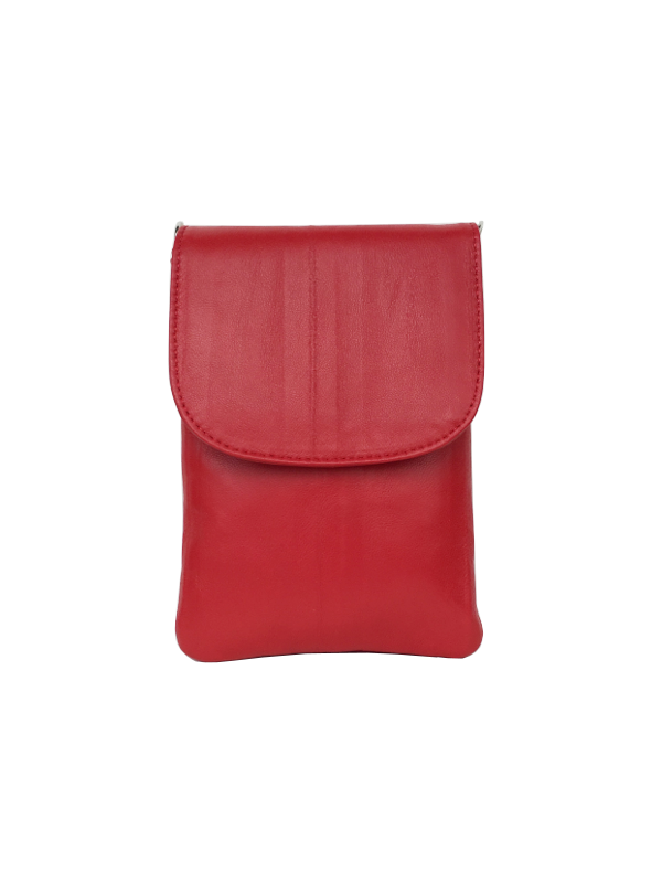 Lækker rød mobiltaske i lammeskind - Crossover taske til hverdag og fest - unika taske fra Cosystyle
