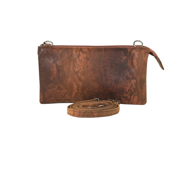 Flot kvalitets clutch i cognac farvet lammeskind - Unika taske fra Cosystyle