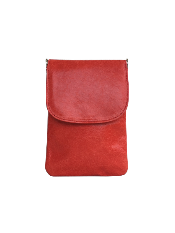 Lækker funktionel oragne mobiltaske i lammeskind - Unika taske fra Cosystyle