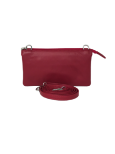 Crossover Clutch i røde nuancer - Blød skindtaske i lammeskind - Unika taske fra Cosystyle