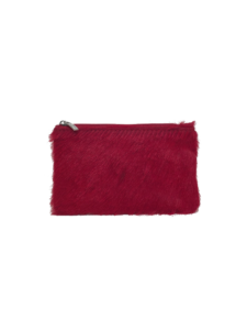Lille rød pung i lammeskind med pels - Unika taske fra Cosystyle