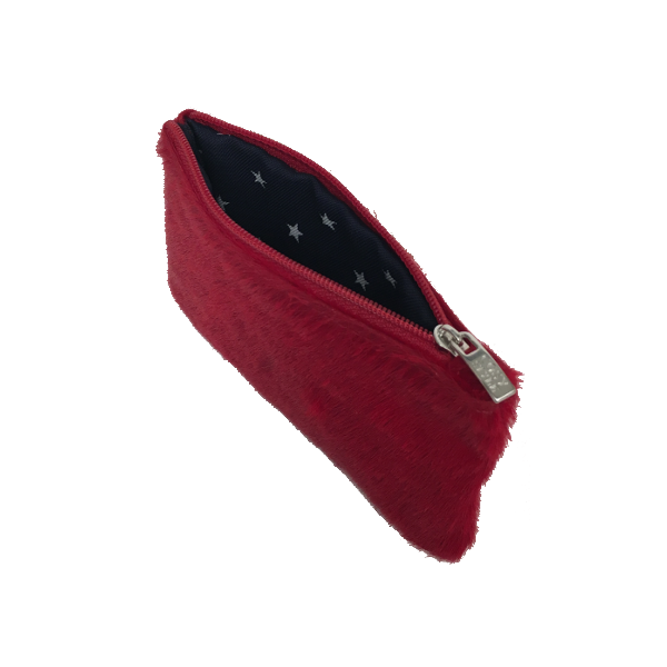 Lille rød pung i lammeskind med pels - Unika taske fra Cosystyle