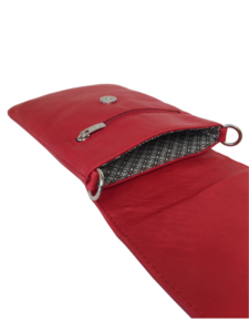 Elegant rød mobiltaske i lækkert lammeskind - Unika skindtaske fra Cosystyle