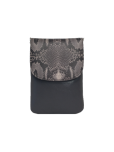 Grå crossover mobiltaske med slangeskindslook - Unika skindtaske fra Cosystyle